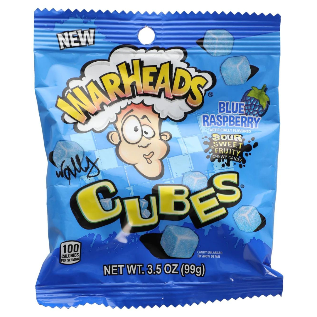 Warheads Blue Raspberry Sour Chewy Cubes — Order Exotic Snacks 6976