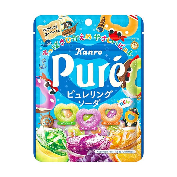 Kanro Pure Ring Fruit Soda Gummies